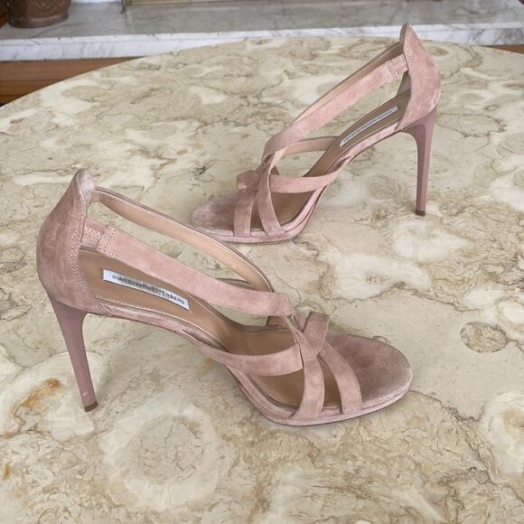 DIANE VON FURSTENBERG Suede Leather Slingback Stiletto Heels Strappy Sandals - Picture 5 of 11
